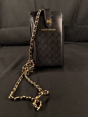 COCO CRUSH Black Quilted Crossbody Phone Bag
